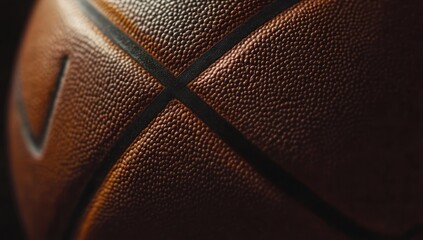 Aufkleber - Close-up of basketball's textured surface and black lines.