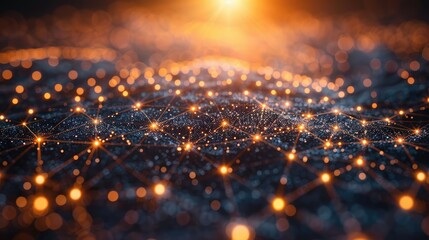 Poster - Abstract digital network with glowing nodes representing connectivity and data flow.