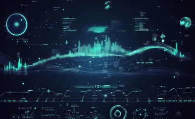 Aufkleber - Futuristic data display with charts, lines, graphs, and circles.