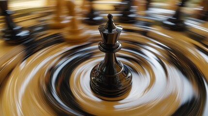 Poster - Chess queen on swirling board.
