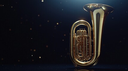Aufkleber - Gold tuba with bokeh on dark surface.