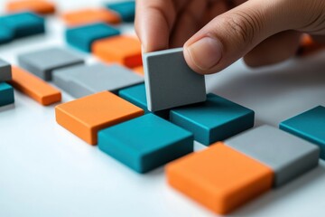 Poster - Hand places puzzle tile.