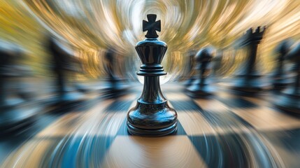 Poster - King chess piece with motion blur.