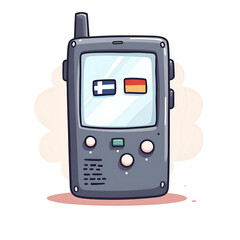 Wall Mural - illustration of a vintage multilingual communicator with finland and germany flags, digital illustra