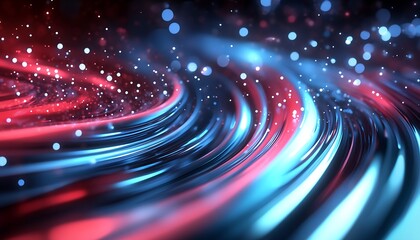 Poster - Abstract Swirling Blue and Red Streams with Bokeh Lights Creating a Dynamic Futuristic Background : Generative AI