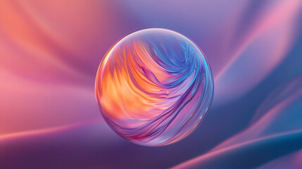 Sticker - Colorful abstract orb floating above a soft gradient background in dreamy hues