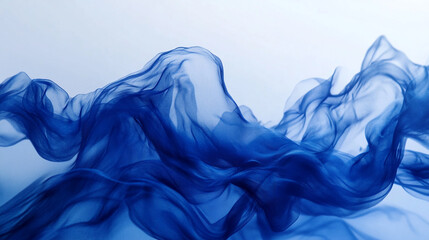 Sticker - Flowing blue fabric creates a serene and abstract wave effect against a light background