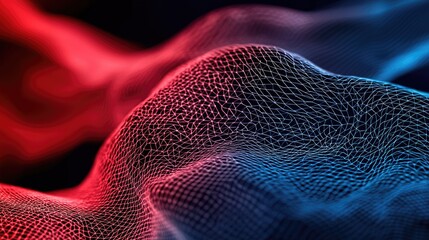 Poster - Dynamic digital wave patterns abstract design 3d visualization dark background close-up conceptual art