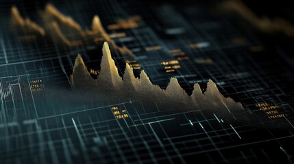 Aufkleber - Abstract digital financial chart with upward trend and data points showcasing stock market performance and investment analytics in dark and vivid colors
