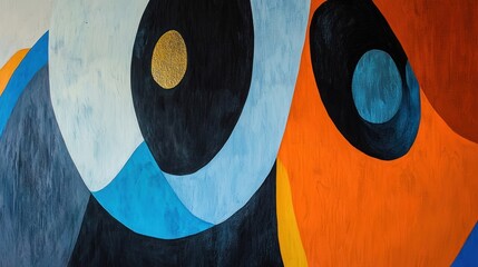 Wall Mural - Abstract art with bold shapes and vibrant colors, textures.