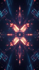 Poster - Abstract Neon X Shaped Light Design