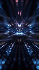 Poster - Abstract Digital Tunnel Lightscape Blue Pink