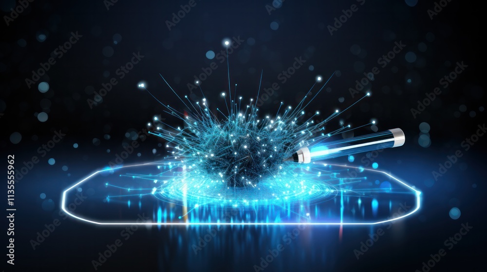 Sleek digital signature visual with radiant particles arranging into a ...