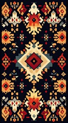 Wall Mural - Abstract Geometric Textile Design With Warm Colors