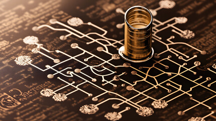 Poster - Exploring circuit designs technology lab visual diagram dark environment close-up