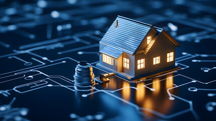 Poster - Smart home technology development digital environment 3d model of house innovative concept