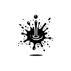Poster - Happy Splash: A cheerful black ink splash illustration with a smiling face, perfect for adding a playful touch to your designs. 