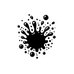 Poster - Black Ink Splash: A dramatic black ink splash with vibrant droplets and a captivating movement. Perfect for designs, backgrounds, and illustrations.