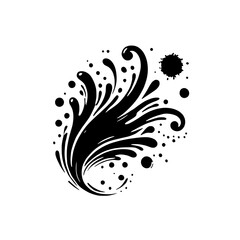 Poster - Abstract Ink Splash: A swirling, stylized ink splash in black and white, evoking fluidity, creativity, and dynamic energy.  