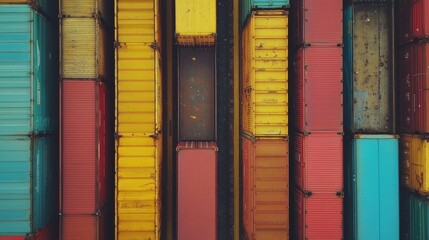 Poster - Cargo container stacking action port facility aerial view industrial environment abstract composition for logistics optimization