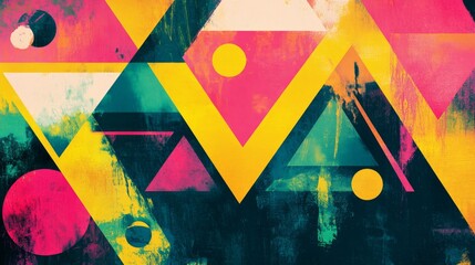 Poster - Dynamic geometric patterns abstract art digital design vibrant colors creative perspective visual concept for modern aesthetics