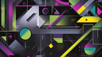Poster - Dynamic geometric design elements in abstract art digital platform graphics vibrant environment creative perspective for visual appeal