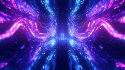 Poster - Dynamic light waves abstract space digital artwork neon colors futuristic design vivid visual effects