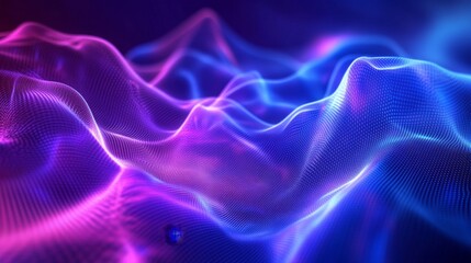 Poster - Dynamic waves of colorful light abstract digital art virtual space neon environment conceptual viewpoint
