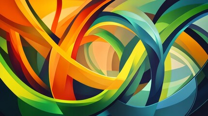 Poster - Dynamic colorful abstract swirls digital art vivid graphic design modern aesthetic eye-level view creative expression