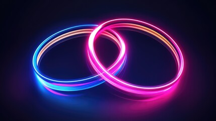 Poster - Colorful Light Rings Intertwined in a Dark Background