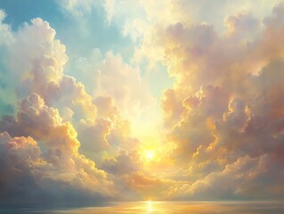 Aufkleber - A vibrant sunset over tranquil waters, with colorful clouds reflecting the warm light.