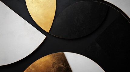 Poster - Artistic composition of geometric shapes in black and gold abstract artwork modern design environment