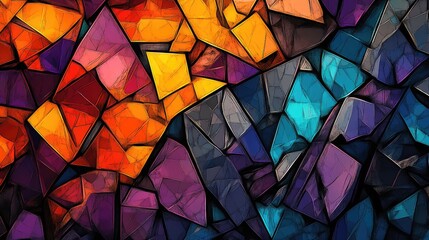 Poster - Colorful Abstract Stained Glass Pattern with Sharp Angles and Edges
