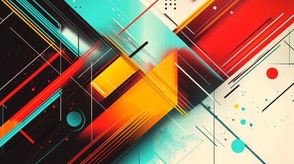 Poster - Vibrant abstract shapes and colors digital art creative space modern design dynamic perspective visual exploration