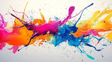 Poster - Vibrant color explosion art studio abstract artwork creative space close-up dynamic energy