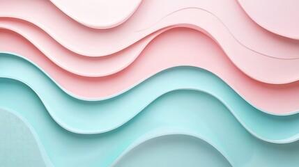 Poster - Soft Wavy Abstract Background in Pink and Blue Tones