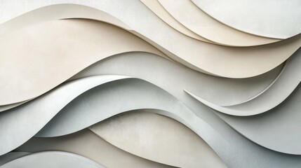 Poster - Dynamic flow of curved paper design modern office space abstract art minimalist environment aerial view creative inspiration
