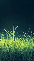 Wall Mural - Lush Green Grass Against a Dark Background