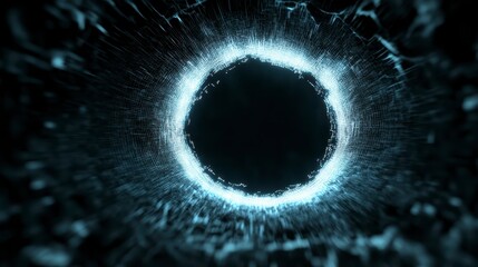 Glowing Circular Tunnel Abstract Digital Background Futuristic Technology