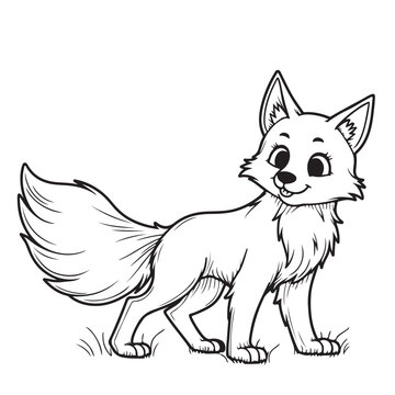 Fox line art vector on white background