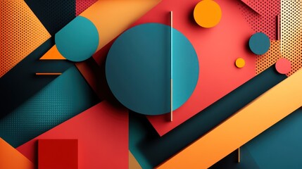 Wall Mural - Abstract Geometric Composition: Vibrant Shapes and Colors