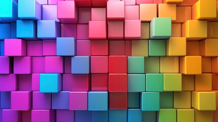 Poster - Vibrant Rainbow Cube Abstract Background