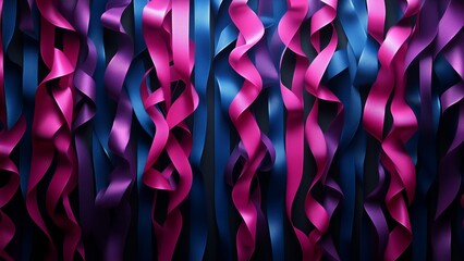 Wall Mural - Colorful ribbon decorations create vibrant backdrop for events