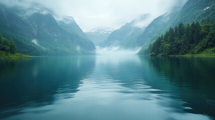 Naklejka na meble a lake surrounded by mountains
