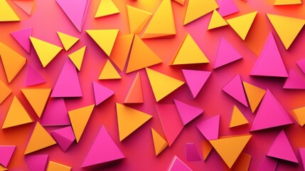 Wall Mural - Vibrant Abstract Composition of Pink and Orange Triangles