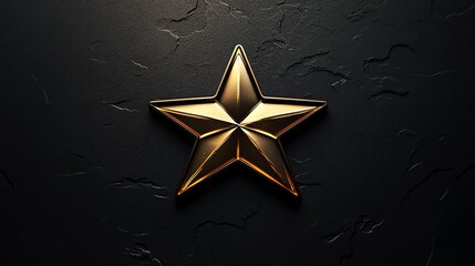 Poster - A shiny gold star emblem centered on a textured dark surface.