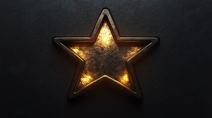 Aufkleber - A glowing metallic star with a fiery interior against a dark background.