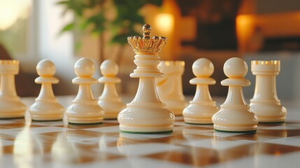 a white chess piece with a gold crown