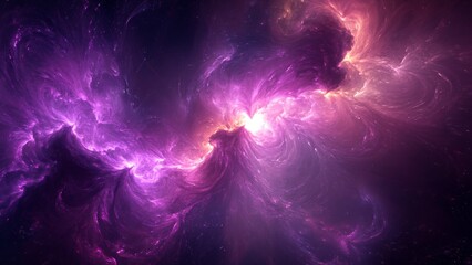 Wall Mural - Vivid cosmic swirl of purple and pink clouds in deep space
