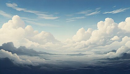 Wall Mural - illustration of a cloudy sky